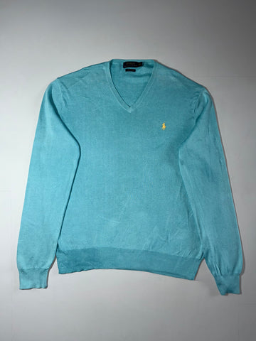 Polo Ralph Lauren Teal Pima Cotton V-Neck Sweater (XL)