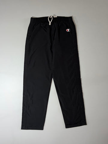 Champion Authentic | Vintage Black Nylon Snap Button Track Pants | (W:32) (L:41)