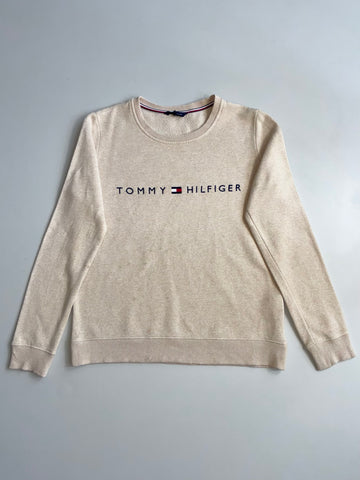 Tommy Hilfiger Embroidered Spellout Crewneck Sweatshirt – Oatmeal(S)