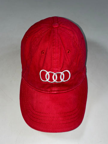 Audi Official Red Cap – White Four Rings Embroidery (Adjustable)