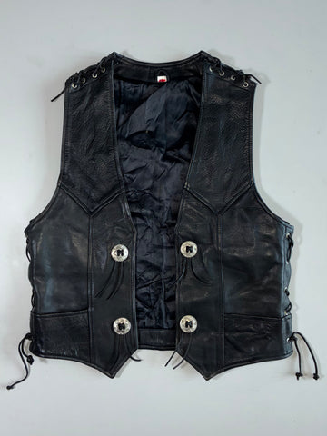 Vintage Fringe Concho Leather Vest (S)
