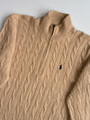 Polo Ralph Lauren Camel Cable Knit Quarter-Zip Sweater women’s (L)