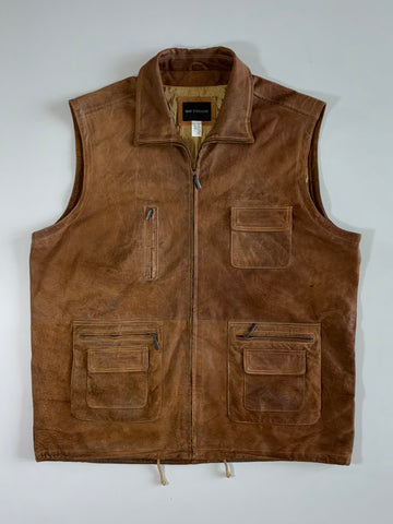 Man’s Fashion Brown Leather Vest  (2XL)