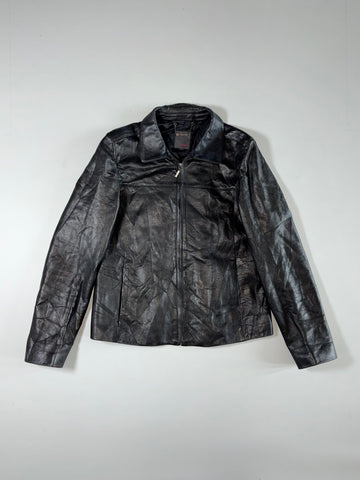 Opart Italy | Black Leather Zip Jacket(Xs)