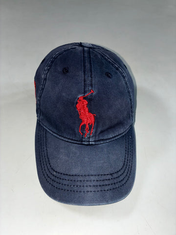 Polo Ralph Lauren Black Classic Pony Dad Cap – Red Embroidered Logo, Brass Buckle (Adjustable)