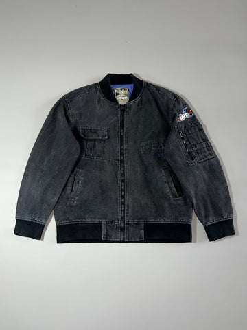Outstander Distressed Grey Denim Bomber Jacket (L/XL)