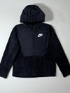 Nike Fleece Zip Hoodie – Black, Mixed Fabric Panels, (S)