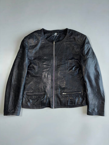 Round-Neck Ultra Premium Leather Jacket (M)