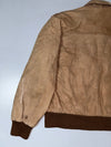 Global Identity Beige Distressed Leather Bomber Jacket (M)