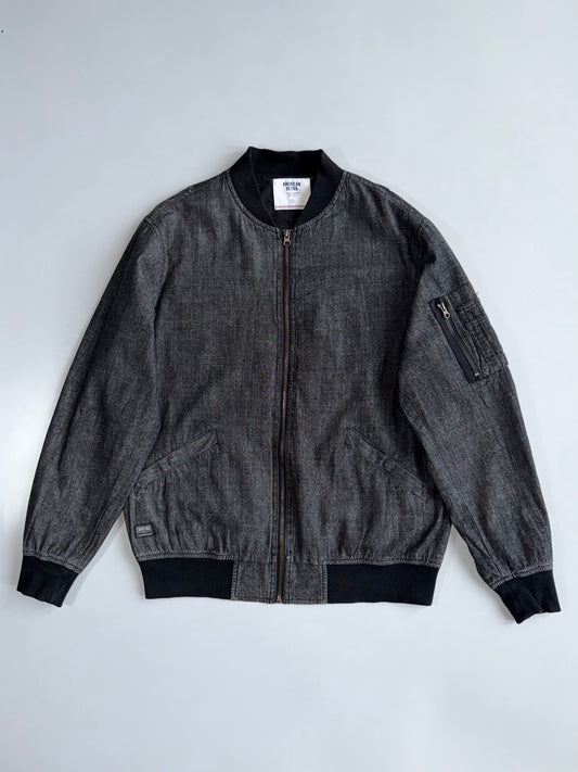 American Retro Bomber Jacket Charcoal Grey (M)