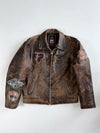 Vintage R.B.C Distressed Leather Racing Patch Motorcycle Jacket(Xl)