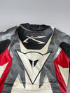 Dainese Italian Pure Leather Vintage One-Piece MotoGP Racing Leather Suit W/ Back hump and proper (Padded) Red-White-Charcoal |  (Paded)Size -(S) Chest (40Inches)