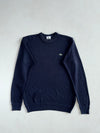 Lacoste Textured Knit Crewneck Sweater – Navy with Green Croc (S)