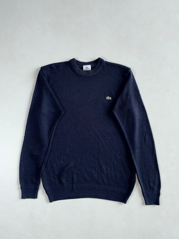 Lacoste Textured Knit Crewneck Sweater – Navy with Green Croc (S)