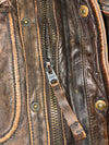 Vintage Abercrombie & Fitch Rollins Distressed Leather Bomber Jacket (S/M)