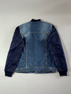 Pull&Bear Denim Bomber Jacket with Navy Nylon Sleeves, (M)