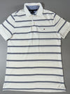 Tommy Hilfiger White & Navy Striped Polo (L)