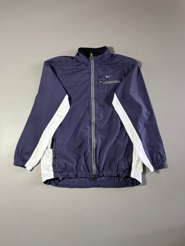 Vintage Nike Reflective Track Jacket – Navy & White (Kids S, 4-6) (M)