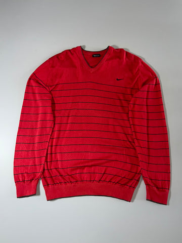 Nike Golf Red Striped V-Neck Sweater (2XL)