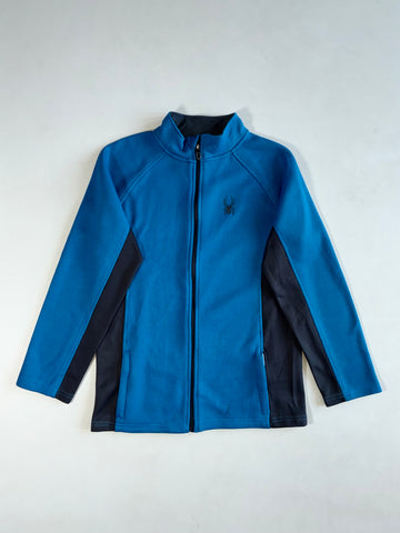 Spyder Blue Waffle Knit Full-Zip Fleece Jacket – Navy Side Panels (S)