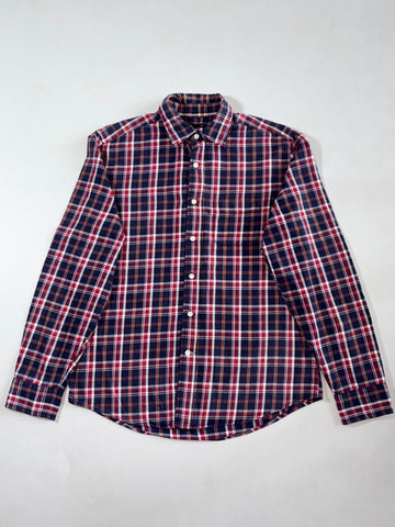 Vintage Gap Navy Red Plaid Flannel Shirt (L)
