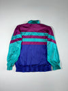 Vintage 90s Adidas Trefoil Shiny Track Jacket – Teal/Purple/Blue (XL)