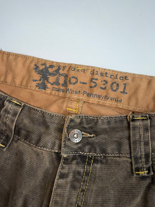 Vintage Levi’s-Style Denim Jeans | Faded Olive Brown Wash (W-36,L-48)