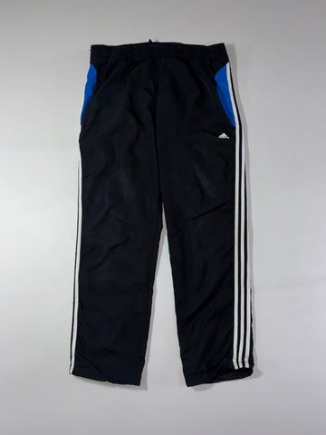Adidas 3-Stripes Black & Blue Nylon Track Pants (W:36) (L:40)