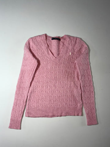 Ralph Lauren Sport | Pink Cable Knit V-Neck Sweater Women’s  | (S)
