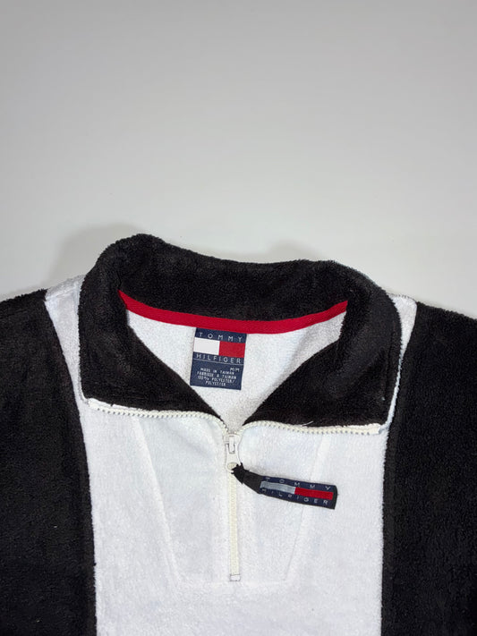 Tommy Hilfiger Colorblock Fleece Quarter-Zip – Black/White (L)