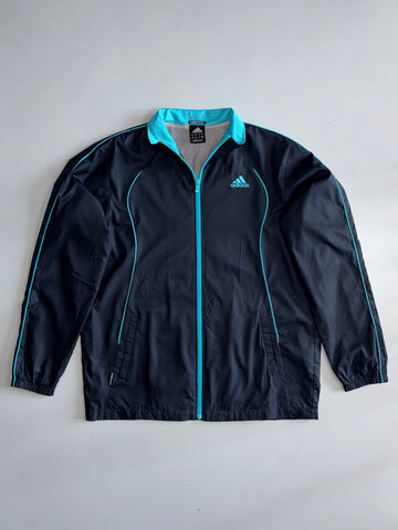 Adidas Climaproof Navy & Teal Windbreaker Track Jacket (XL)