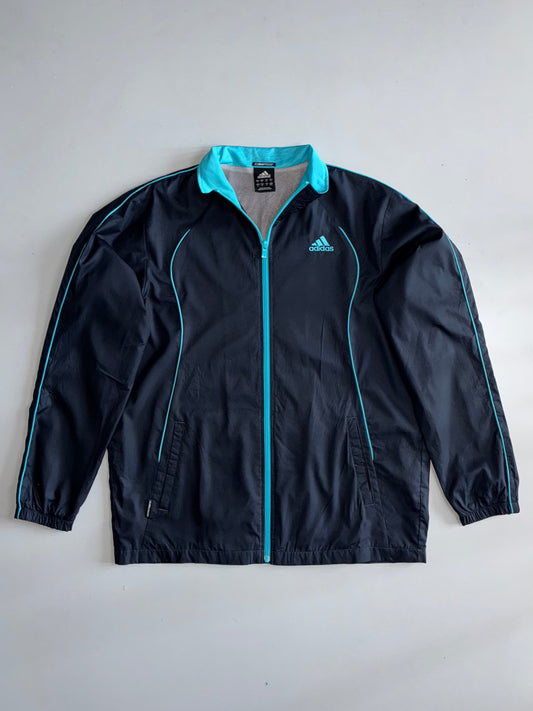 Adidas Climaproof Navy & Teal Windbreaker Track Jacket (XL)