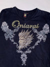 Oniarai Rhinestone Dragon Graphic V-Neck Longsleeve (M)