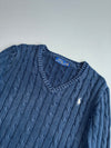 Polo Ralph Lauren Cable Knit V-Neck Sweater – Navy (XS)