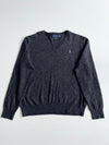 Polo Ralph Lauren Charcoal Grey Merino Wool V-Neck Sweater (M)
