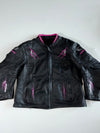 Bering “Queen” Black & Pink Leather Moto Jacket (WT7) Padded (Women’s) (XL)