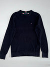 Tommy Hilfiger Flag Logo Fine Knit Crewneck Sweater — Navy(S)