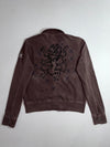 Rebel Spirit Military Zip Jacket with Embroidered Lion – Washed Brown (L)
