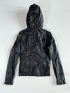 Borsetta Black Genuine Leather Hooded Biker Jacket – Asymmetric Zip Women’s (XS)