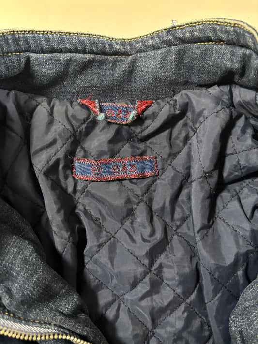 ESZ Denim Biker Jacket – Dark Wash Quilted Lined Moto Women’s (S)