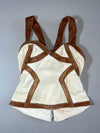 Dsquared2 | Cream Canvas Leather Trim Corset Top women's  L-15 ' C-28