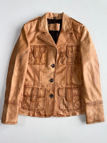 Vintage Tan Leather Safari Jacket Women’s(S)