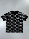 MLB New York Yankees NY Monogram All-Over Print Oversized Black T-Shirt (M)