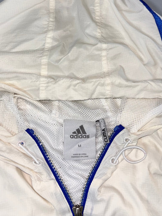 Adidas ClimaProof Colorblock Hooded Windbreaker Jacket (White/Blue/Pink) – Size (XS)