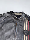 Triumph Original Distressed Pure Leather Biker Jacket | Union Jack Badge | Racing Stripes | Quilted Lining (2XL)