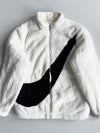 Nike Faux Fur Sherpa Full Zip Jacket — White/Black Swoosh (M)