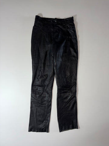 Highway 1 Genuine Leather Biker Motorcycle Pants – Black (W:30) (L:43)