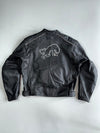 Furygan “Back Security” Black Perforated Leather Moto Jacket Panther Back Graphic & Armor Pockets (Paded)(XL)