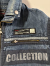 Y2K FUBU Jeans Collection Zip-Up Denim Moto Jacket (M)