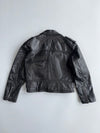 Jinglers Vintage Black Pure Leather Biker Jacket Belted Zip Up (L)